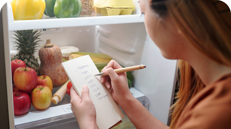 Frau am Kühlschrank
