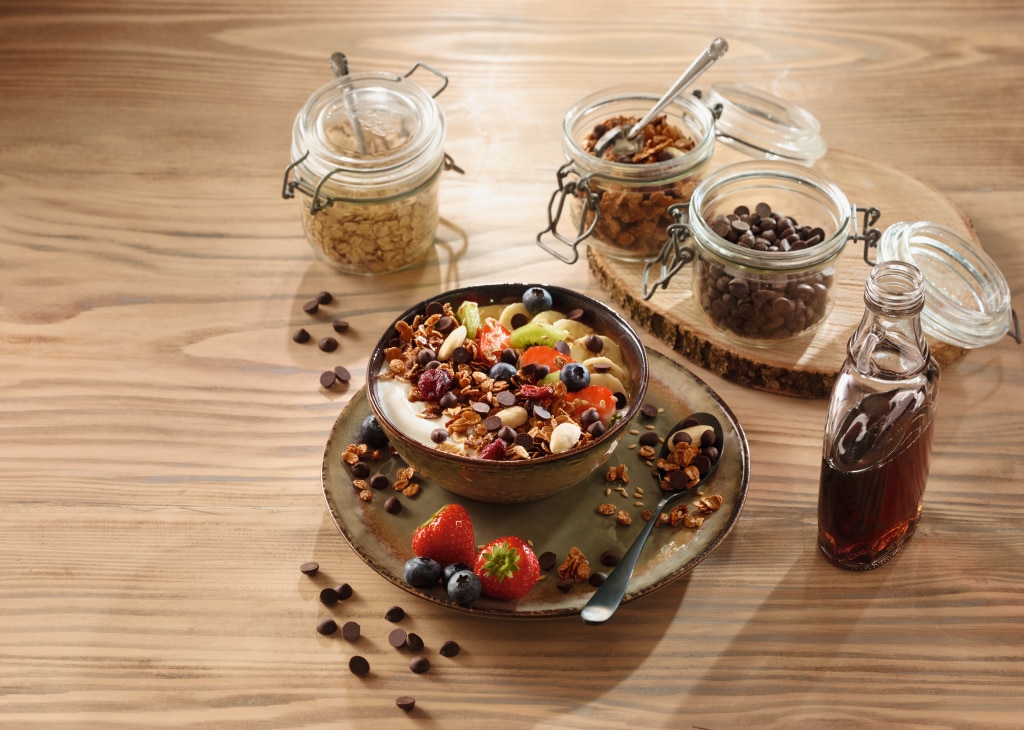 Frucht- und Schokoladentropfen-Granola Frucht- und Schokoladentropfen-Granola