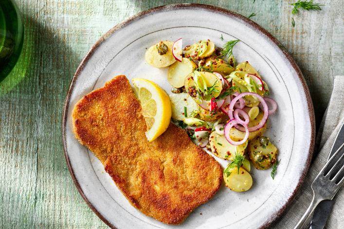 Sensational Schnitzel with kartoffel salad
