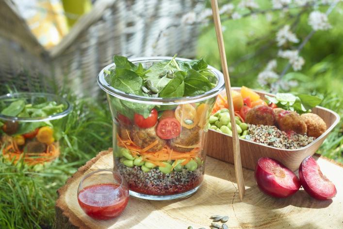 Salade en bocal boulettes végétariennes Salade en bocal boulettes végétariennes