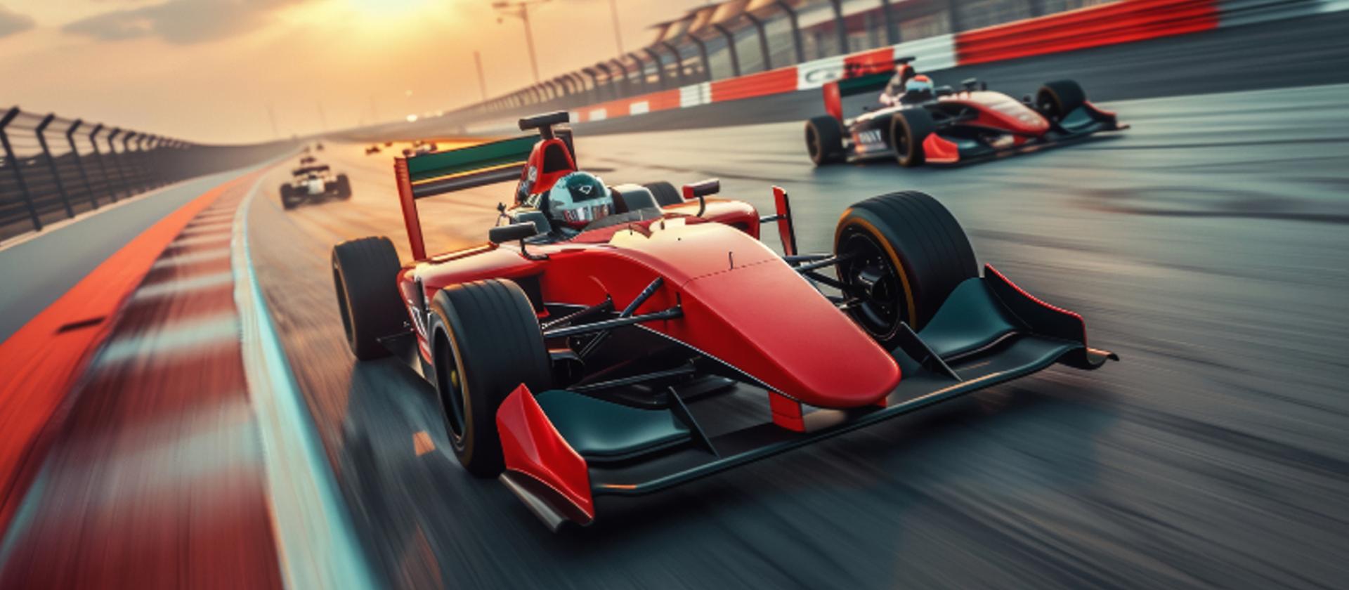 Formel 1 Rennwagen auf der Strecke 