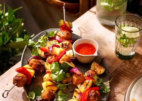 Brochettes de boulettes de légumes variés BBQ