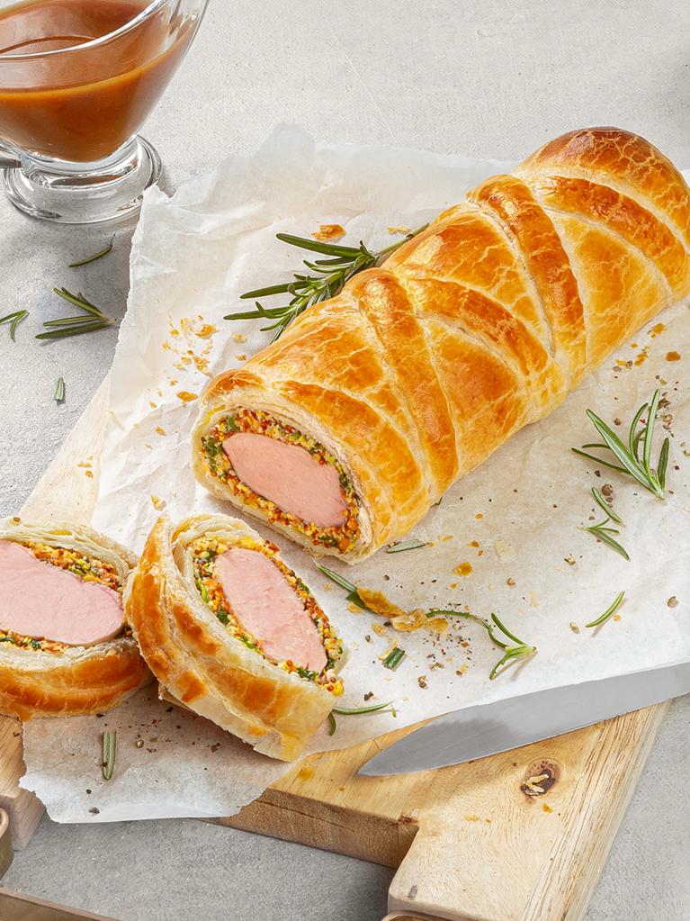 Filet de porc en pâte feuilletée avec nouilles ruban ou Knöpfli