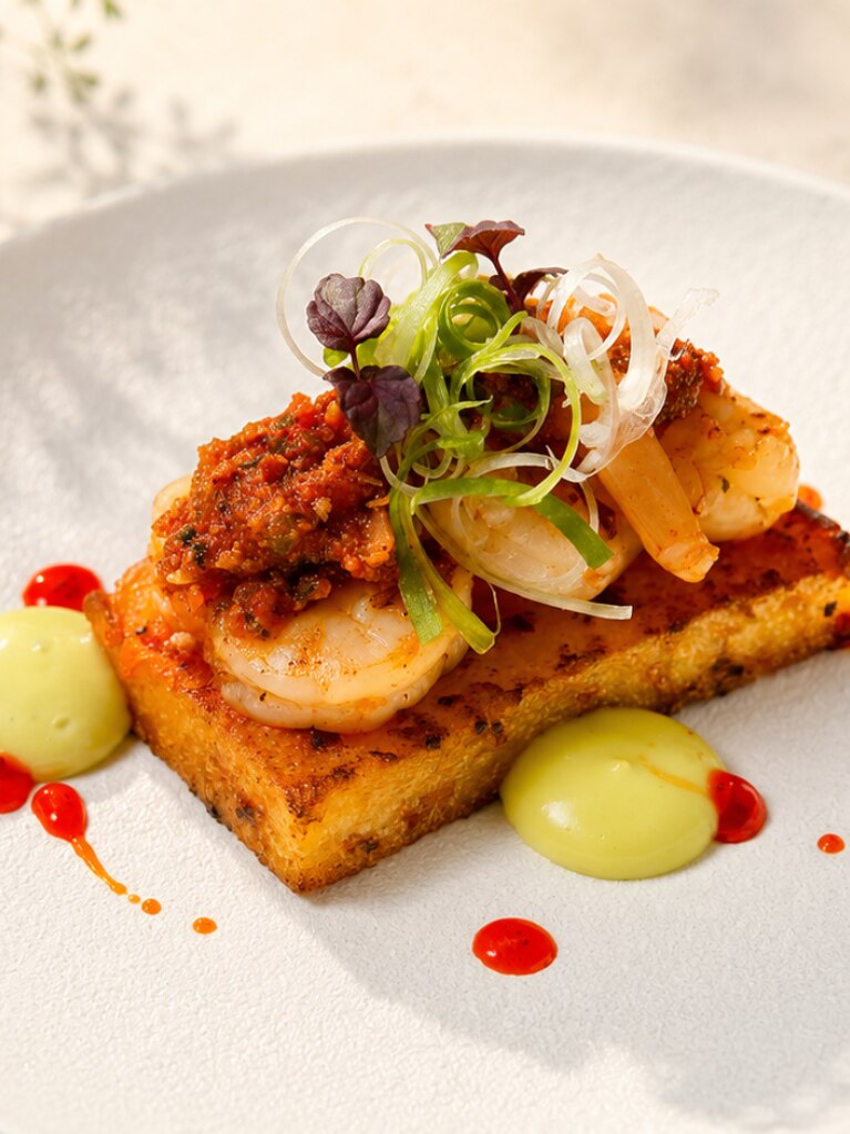 Polenta asiatique aux crevettes